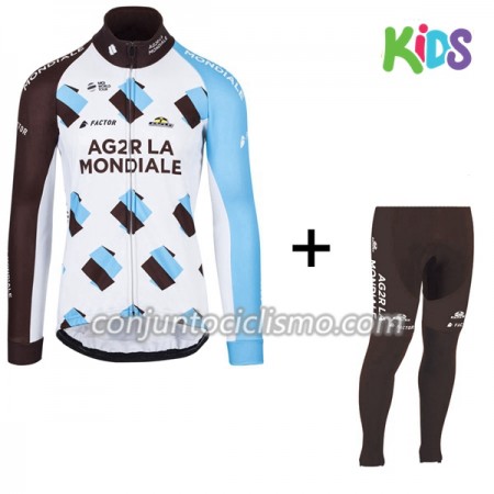 Conjunto Maillot + culotte largo ciclismo 2017 AG2R La Mondiale Niños N001